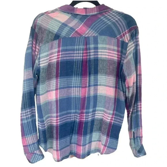 Rails NWT Charli Button Down Shirt Laguna Coast Azalea Plaid Long Sleeves - Picture 4 of 7